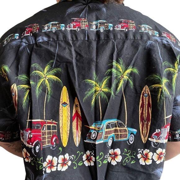Vintage Hawaiian Togs Made in Hawaii Classic Car Tropical Floral Button Down M - Picture 3 of 8
